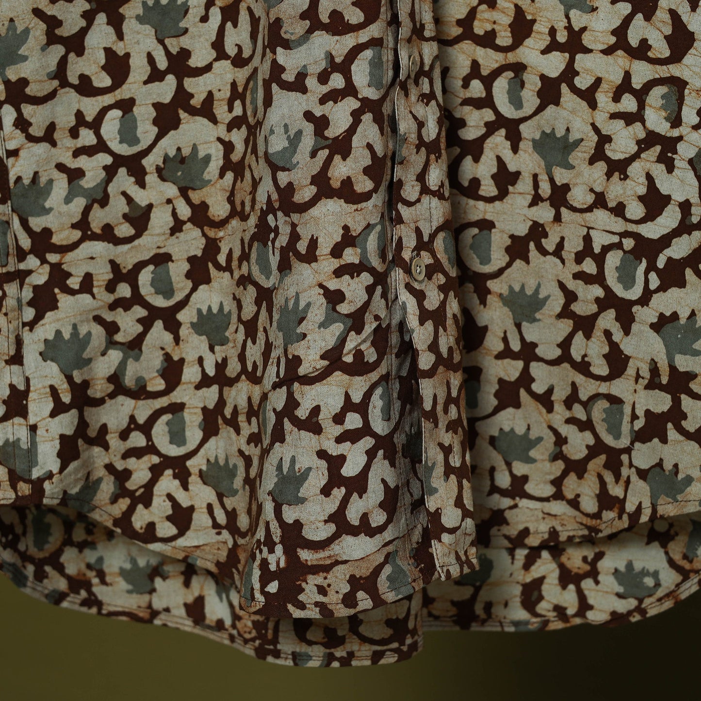 Half sleeve cotton men hand block batik print shirt 01