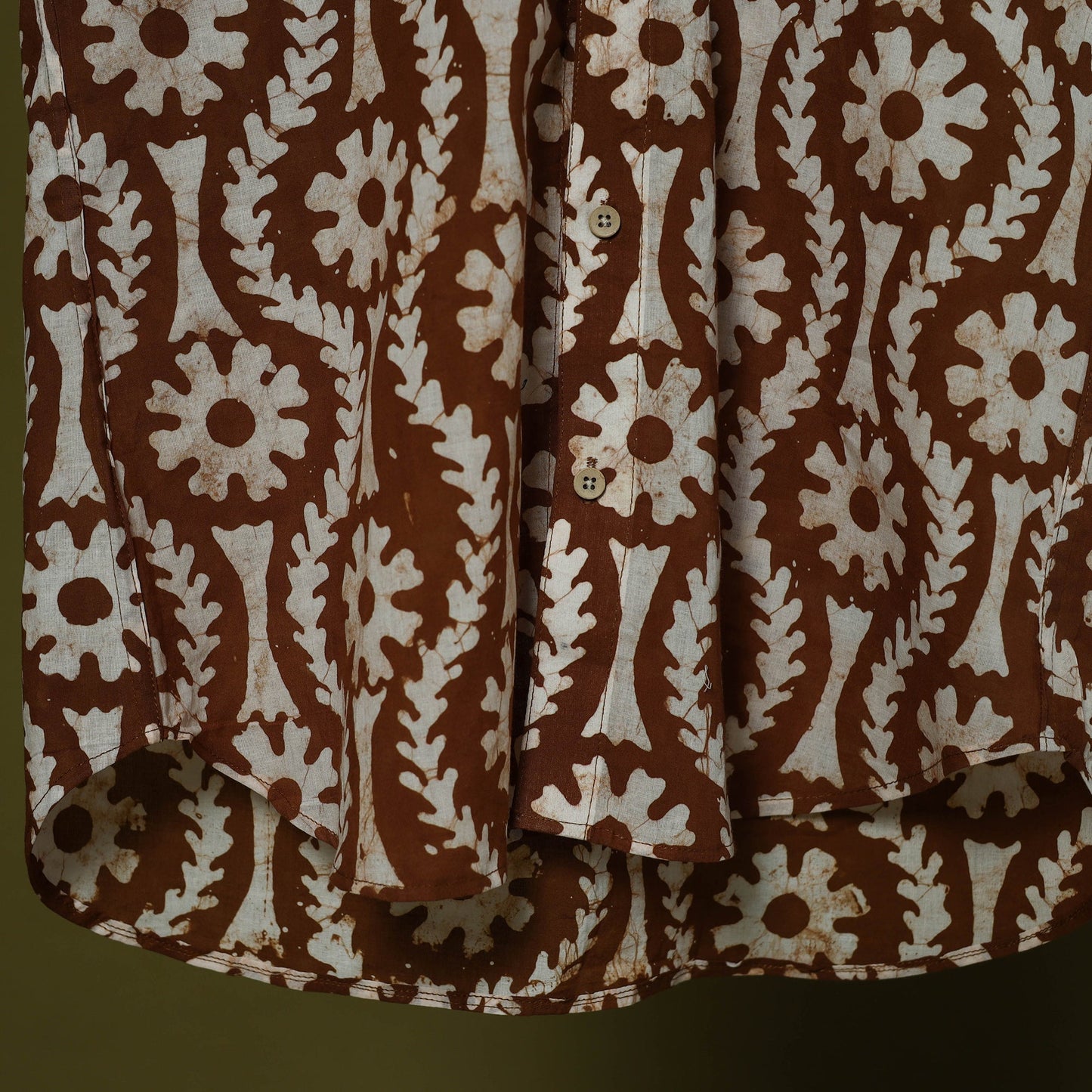 Half sleeve cotton men hand block batik print shirt 07