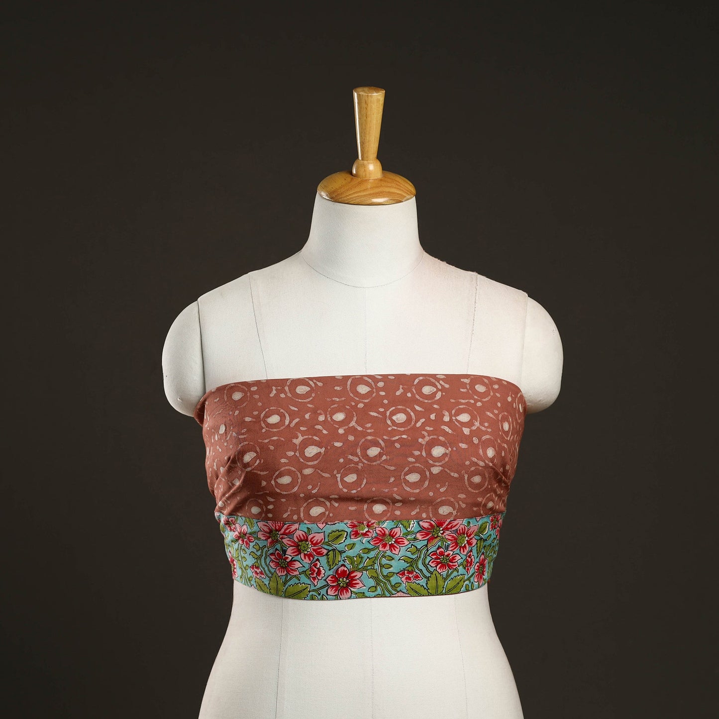 Brown - hand batik printed cotton blouse piece - handcrafted