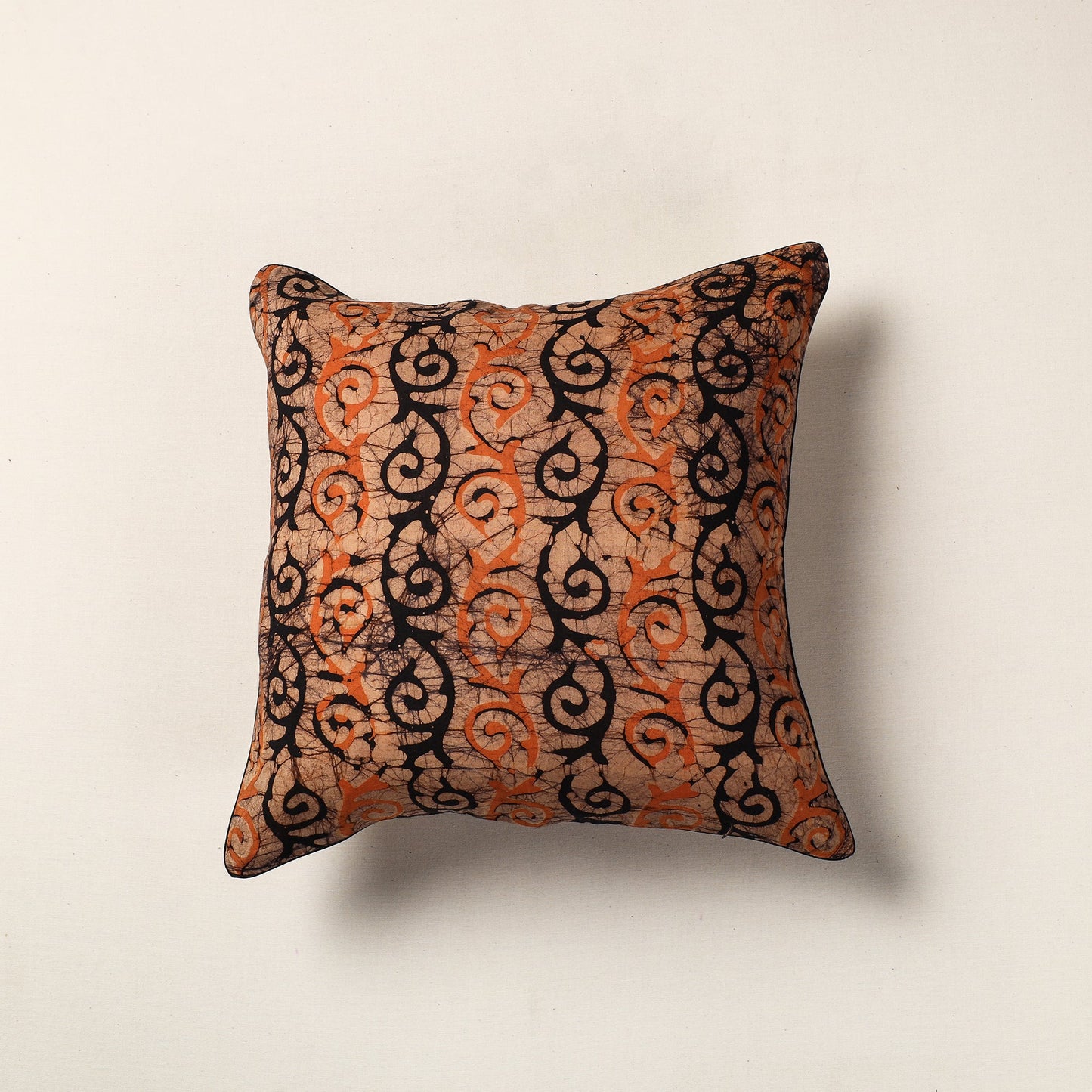 Brown Hand Batik Printed Cotton Cushion Cover