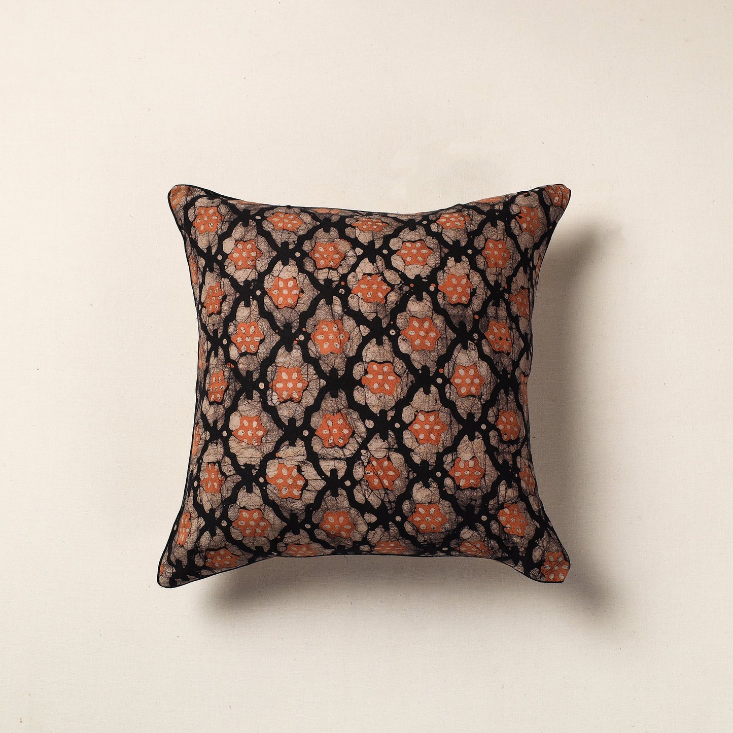 Brown Hand Batik Printed Cotton Cushion Cover