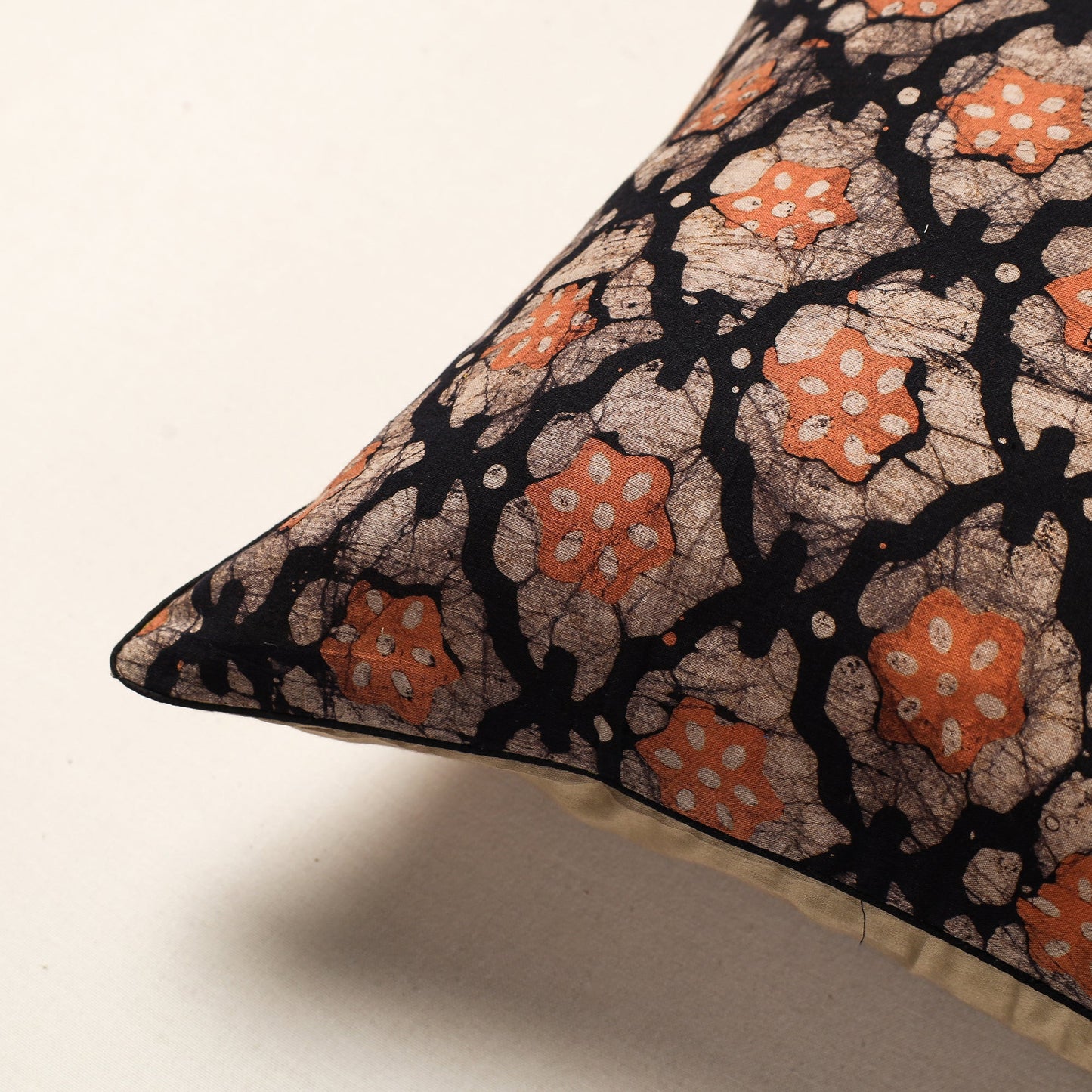 Brown Hand Batik Printed Cotton Cushion Cover