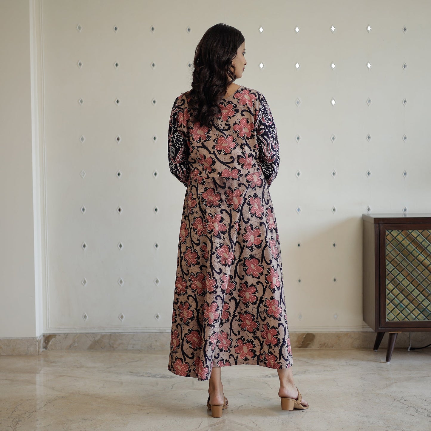 Hand Batik Printed Cotton Flared Dress 06