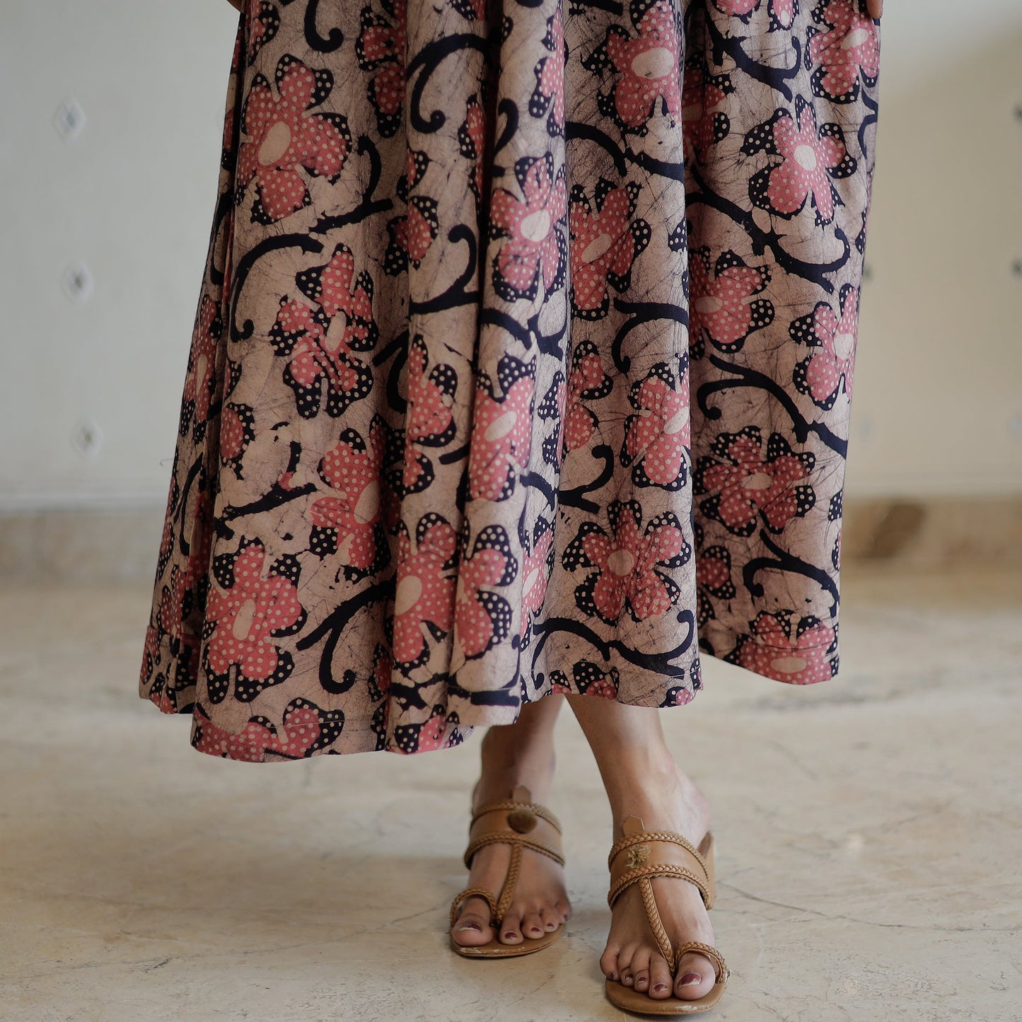 Hand Batik Printed Cotton Flared Dress 06