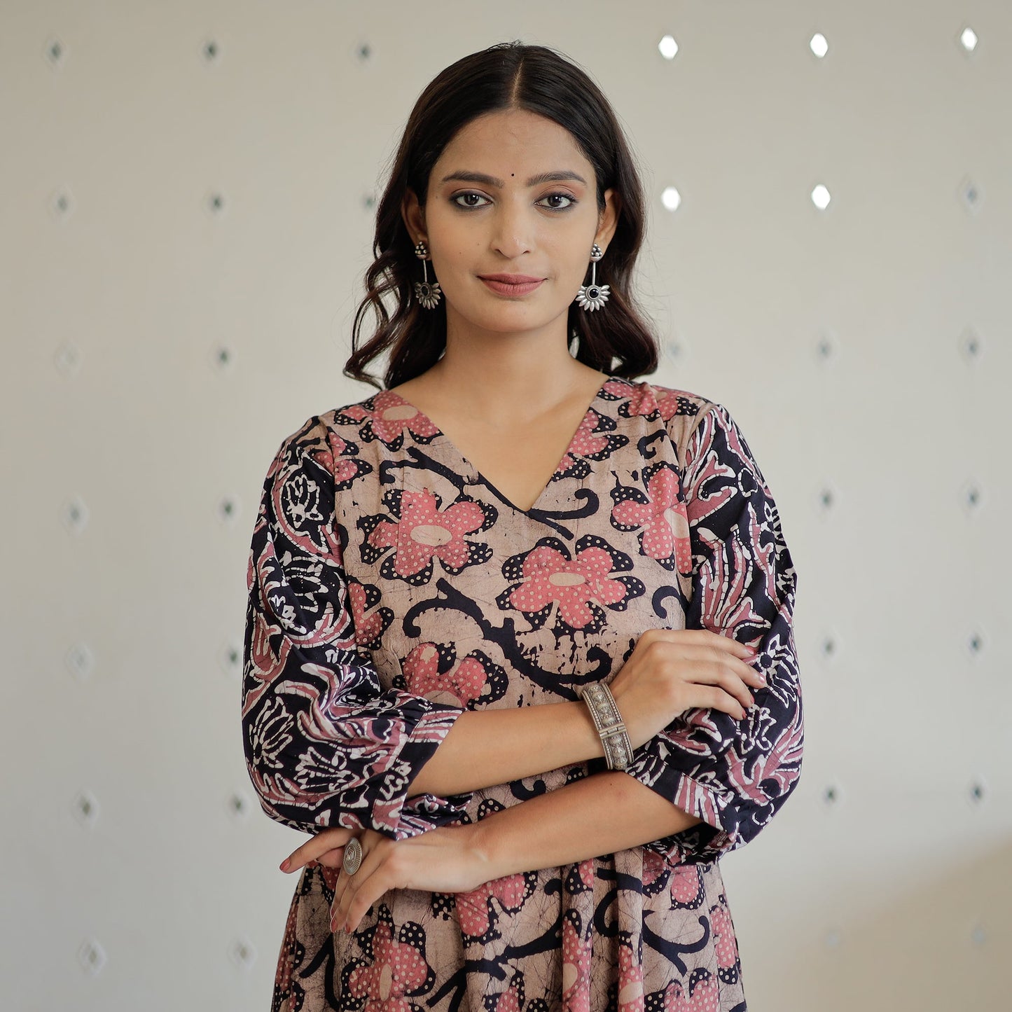Hand Batik Printed Cotton Flared Dress 06