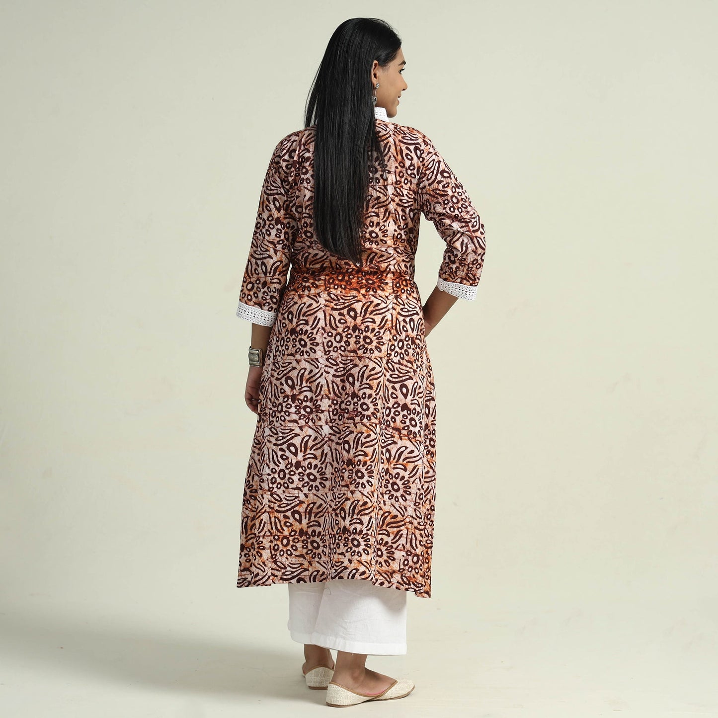 Hand Batik Printed Cotton Kurta with Palazzo Set