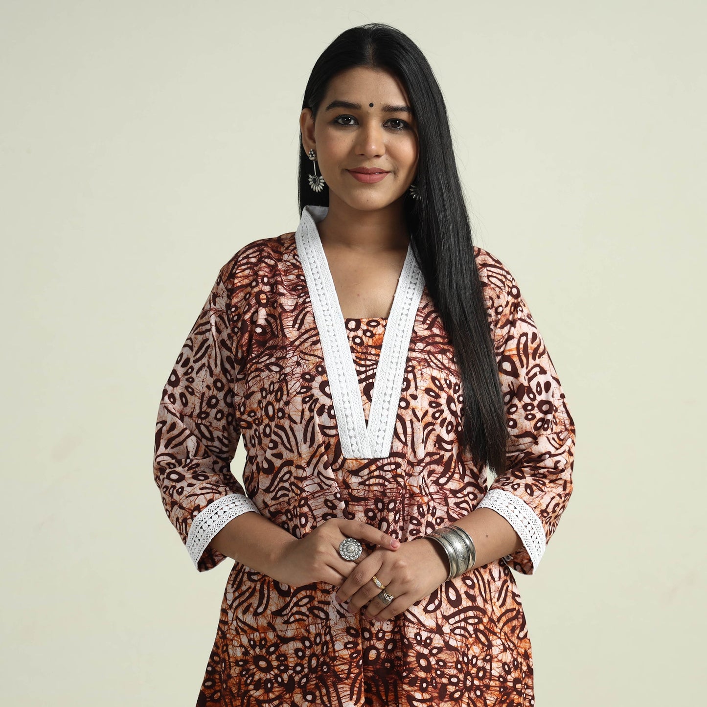 Hand Batik Printed Cotton Kurta with Palazzo Set