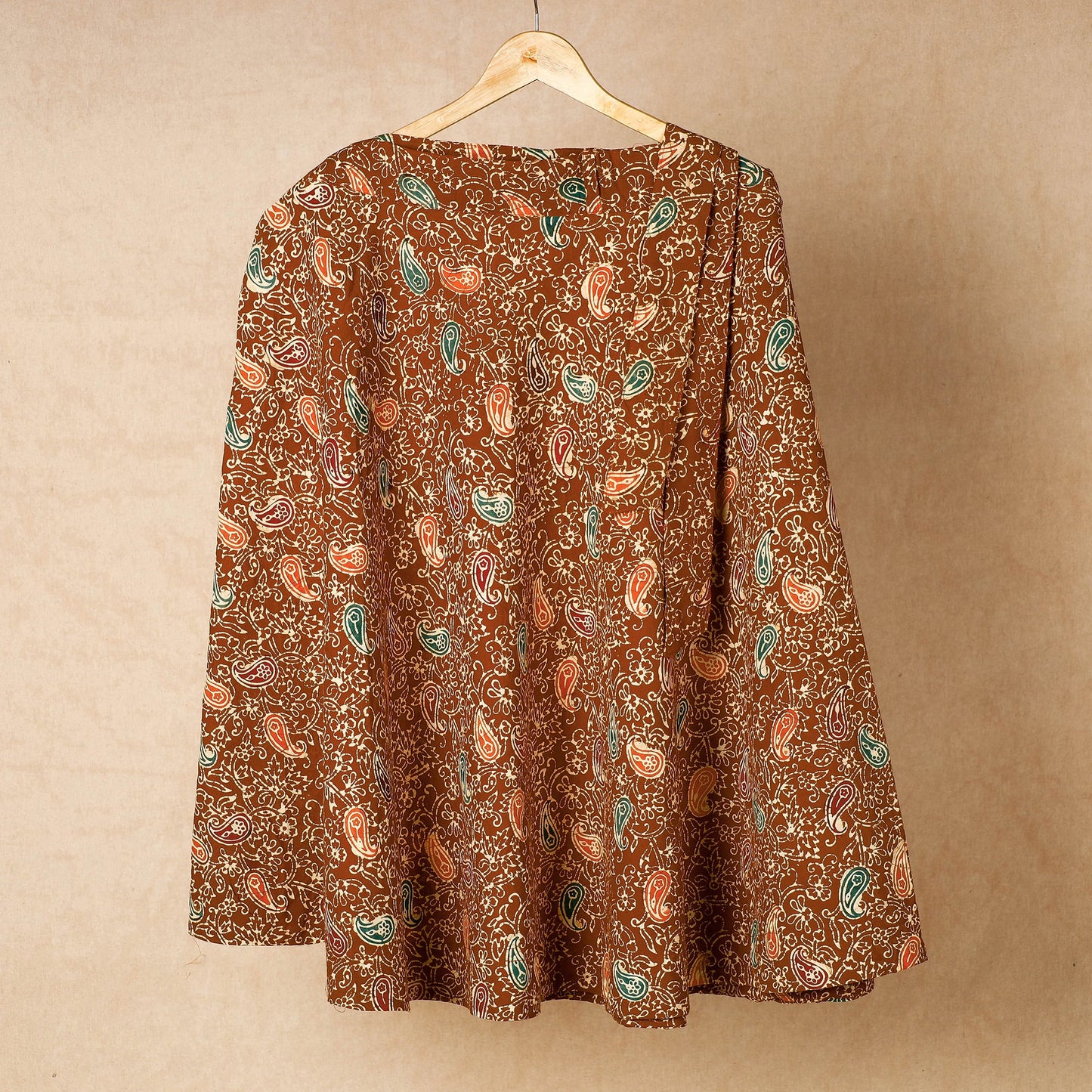 Brown Hand Batik Printed Cotton Wrap Around Skirt