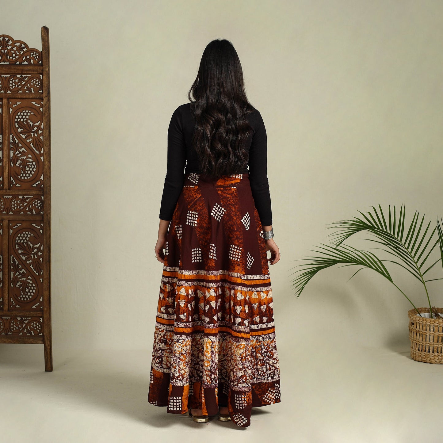Buy Hand Batik Print Running Stitch Cotton Long Skirt