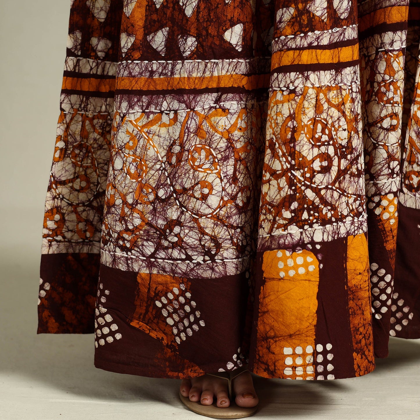 Buy Hand Batik Print Running Stitch Cotton Long Skirt