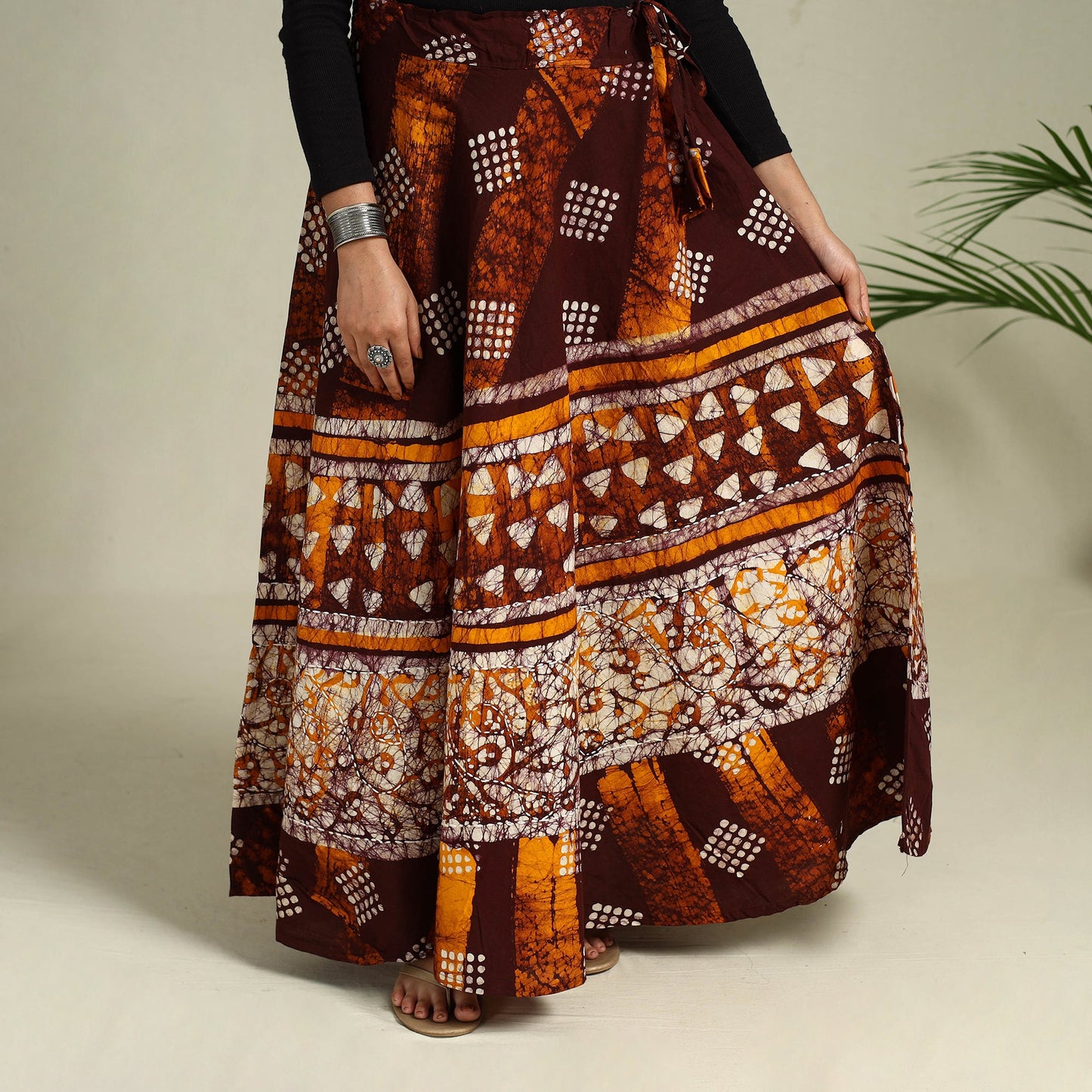 Buy Hand Batik Print Running Stitch Cotton Long Skirt