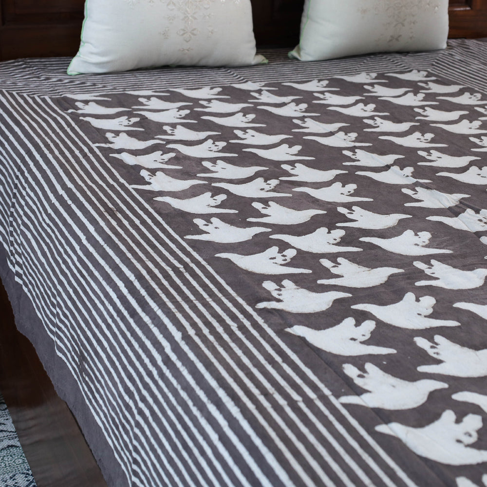 Brown Block Art Print Cotton Single Bindaas Bed Sheet