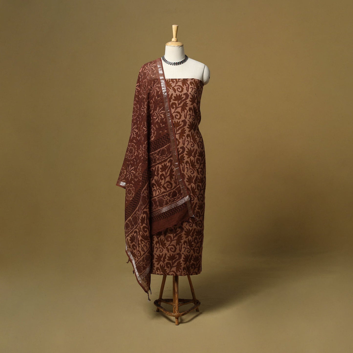 Hand bagru linen 3pc unstitched dress material 14