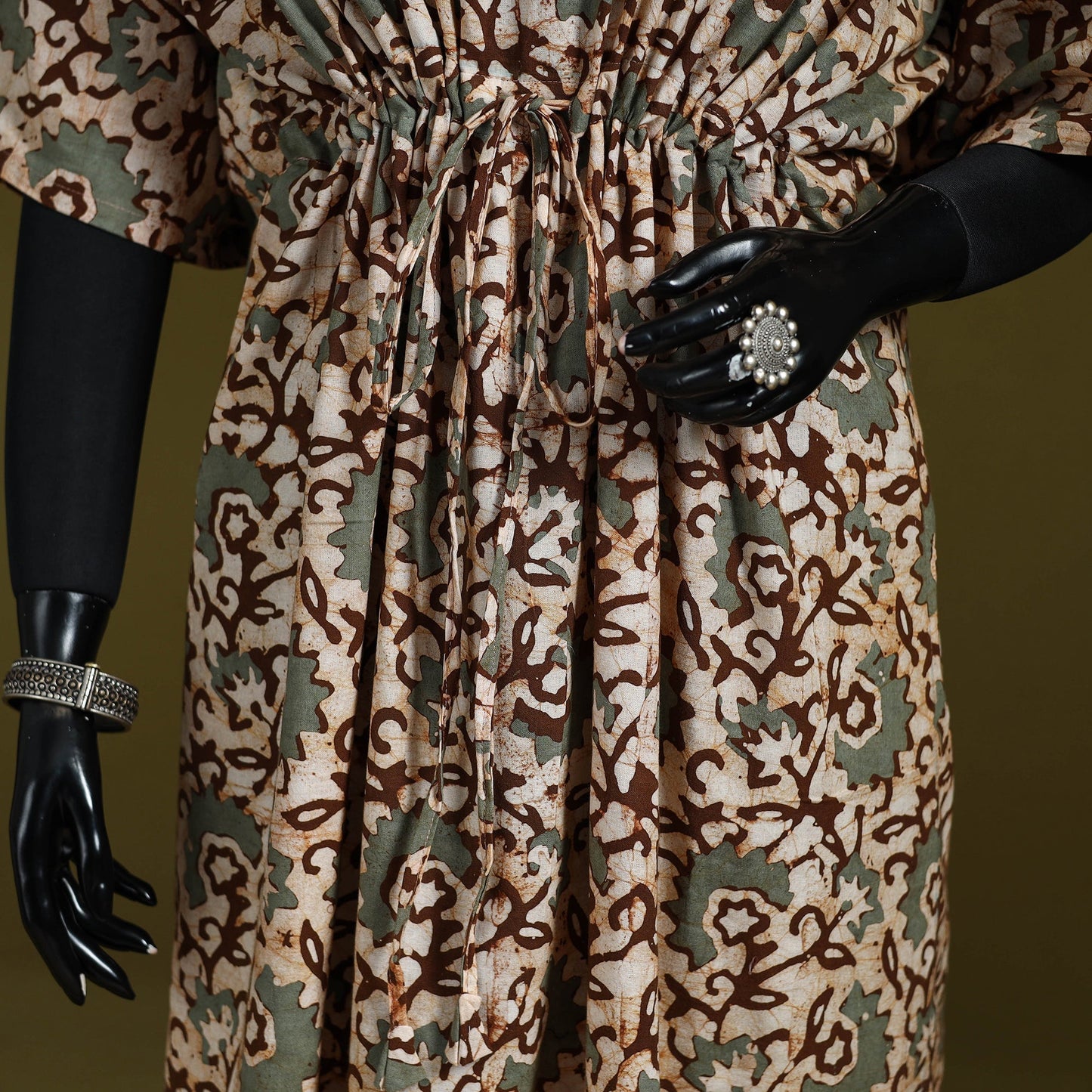 Hand batik cotton long kaftan 10 - handcrafted