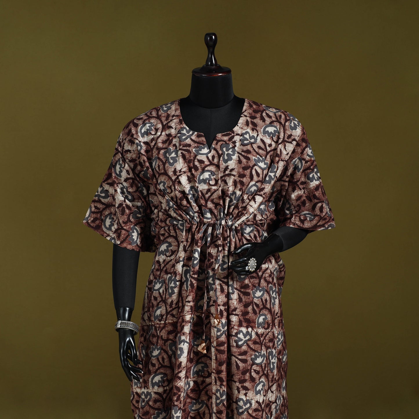 Hand batik cotton long kaftan 18 - handcrafted