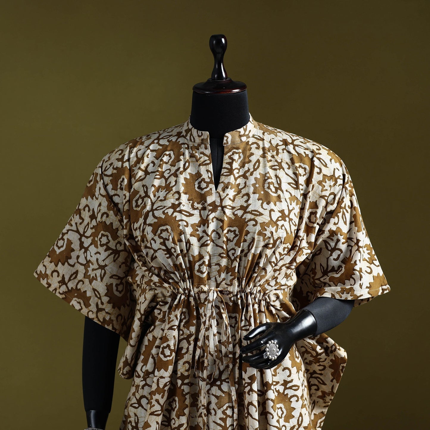 Hand batik cotton medium kaftan 34 - handcrafted