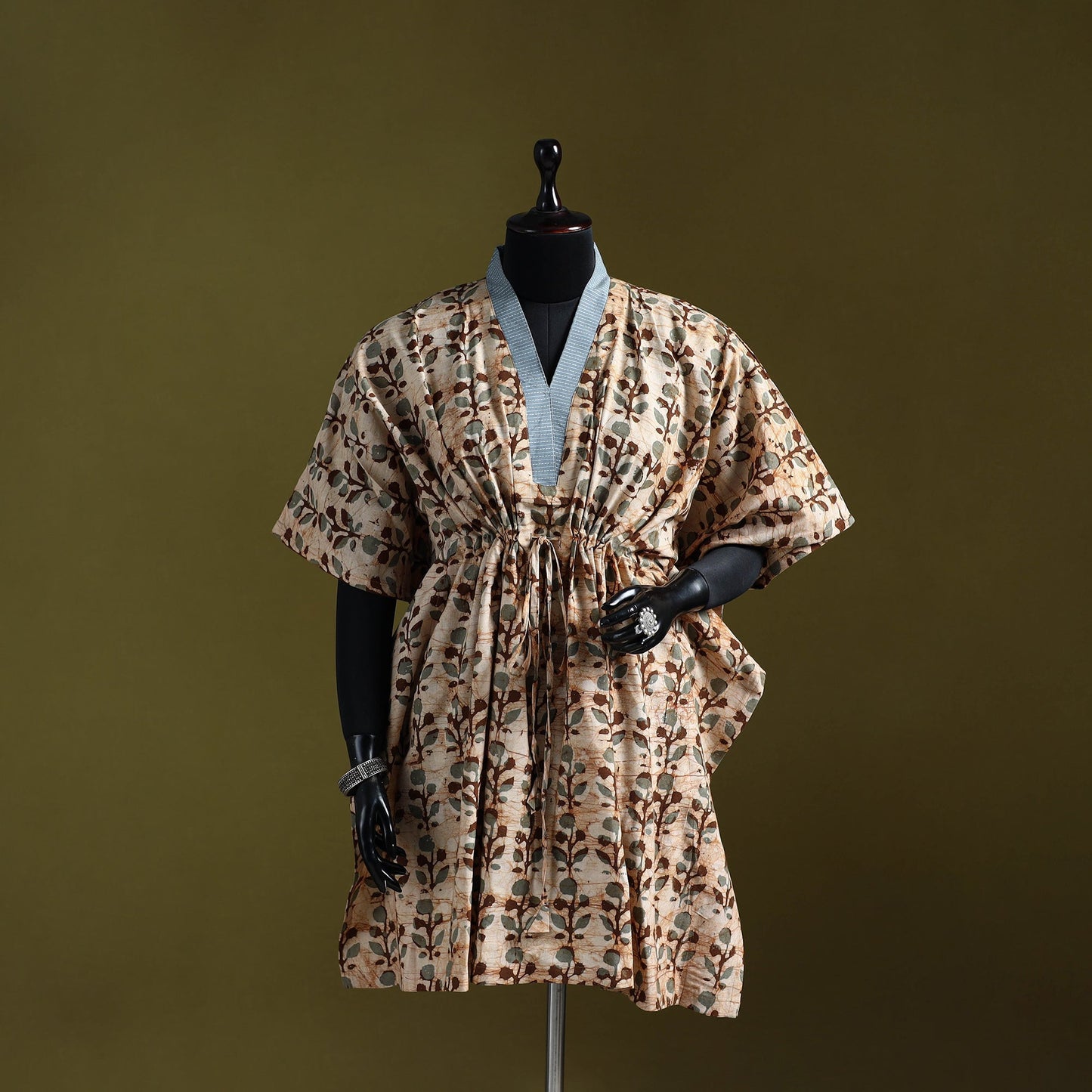 Hand batik cotton medium kaftan 43 - handcrafted
