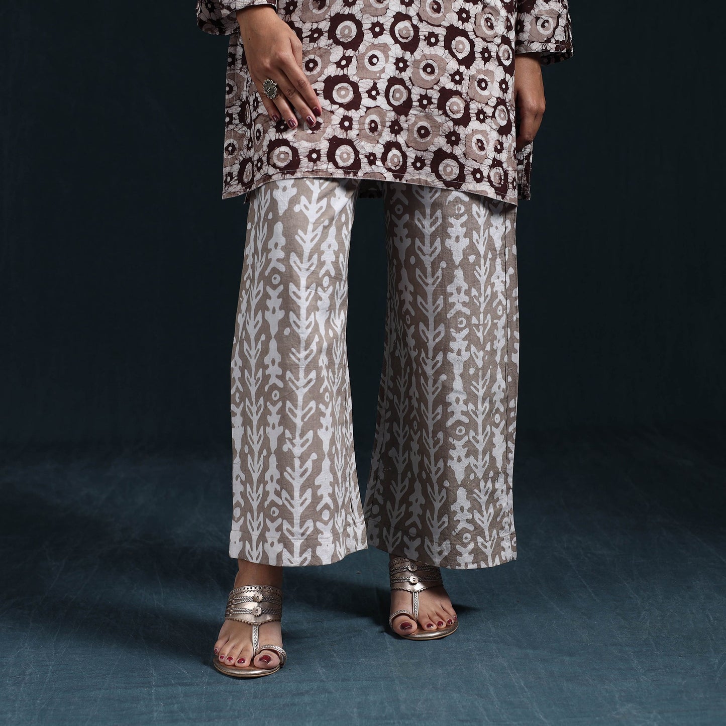 Hand batik cotton suit set with dupatta for women 02