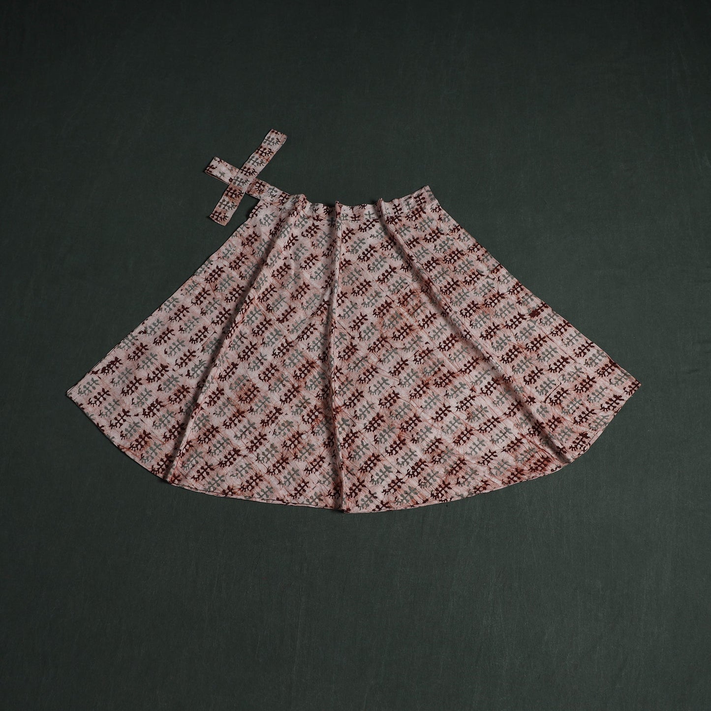 Hand block batik print cotton wrap around skirt 38