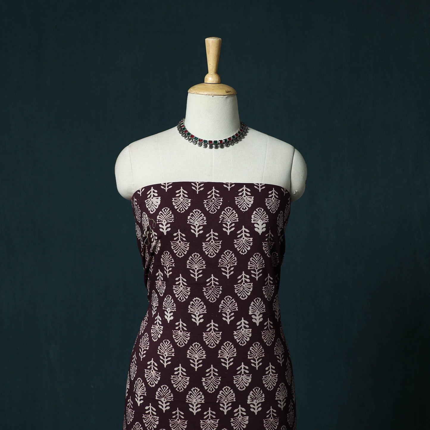 Hand block jaipur print cotton 3pc unstitched dress