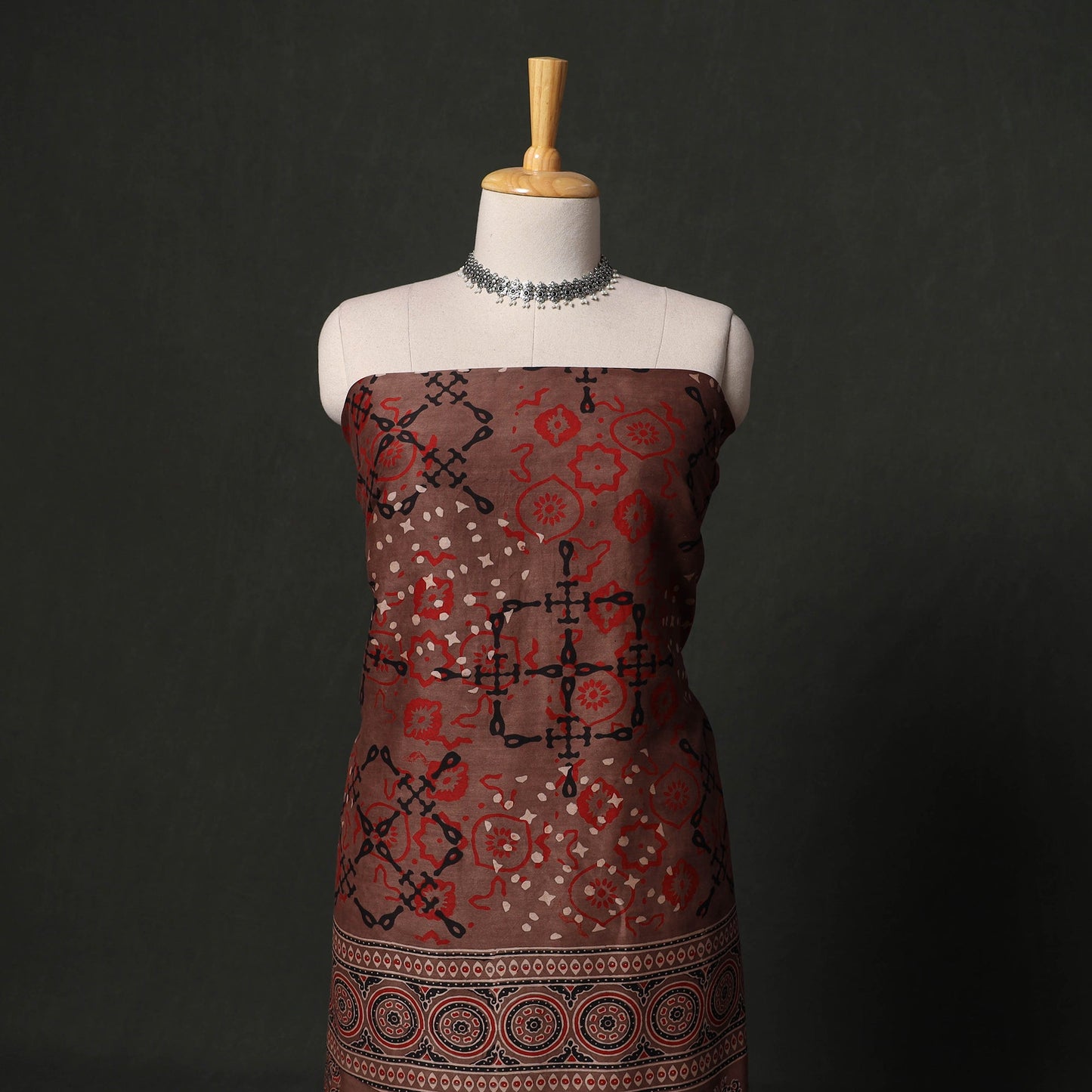 Hand block print chanderi silk natural dyed ajrakh 2pc