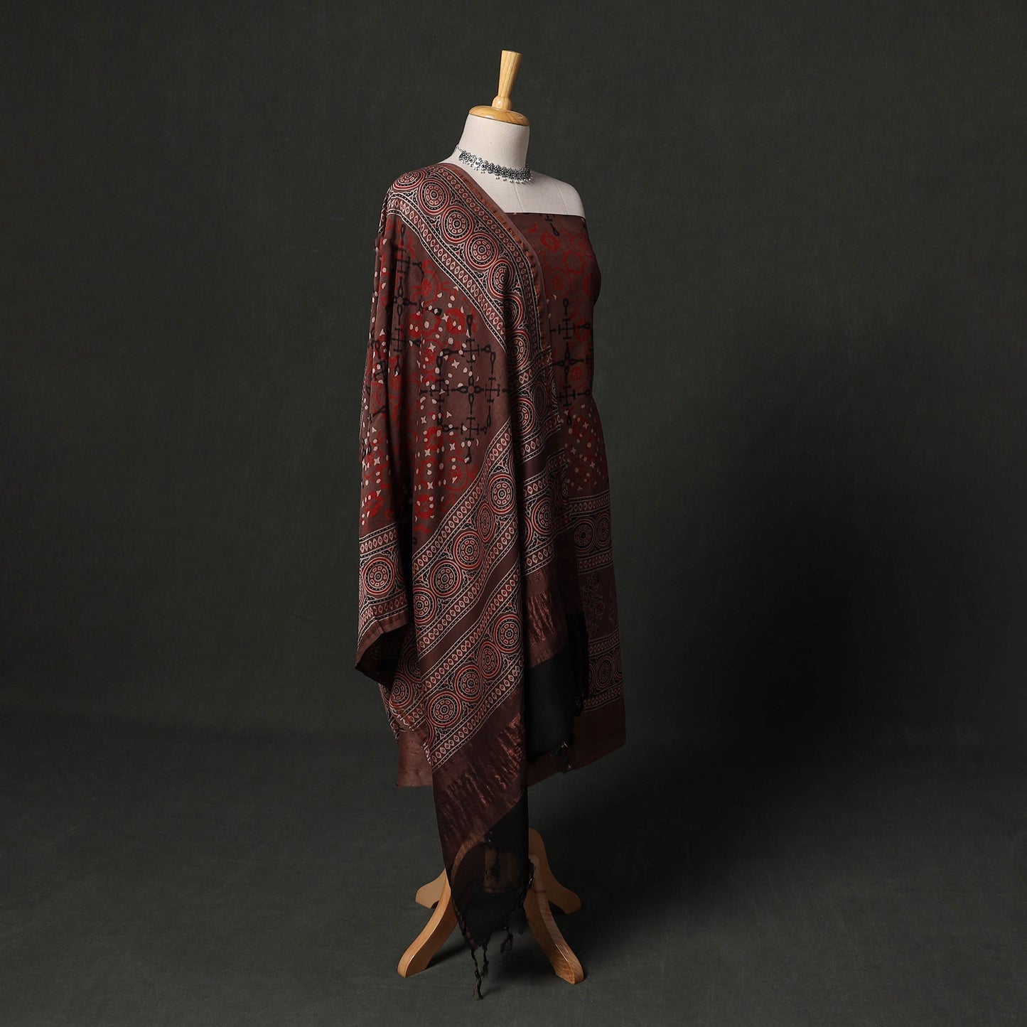 Hand block print chanderi silk natural dyed ajrakh 2pc