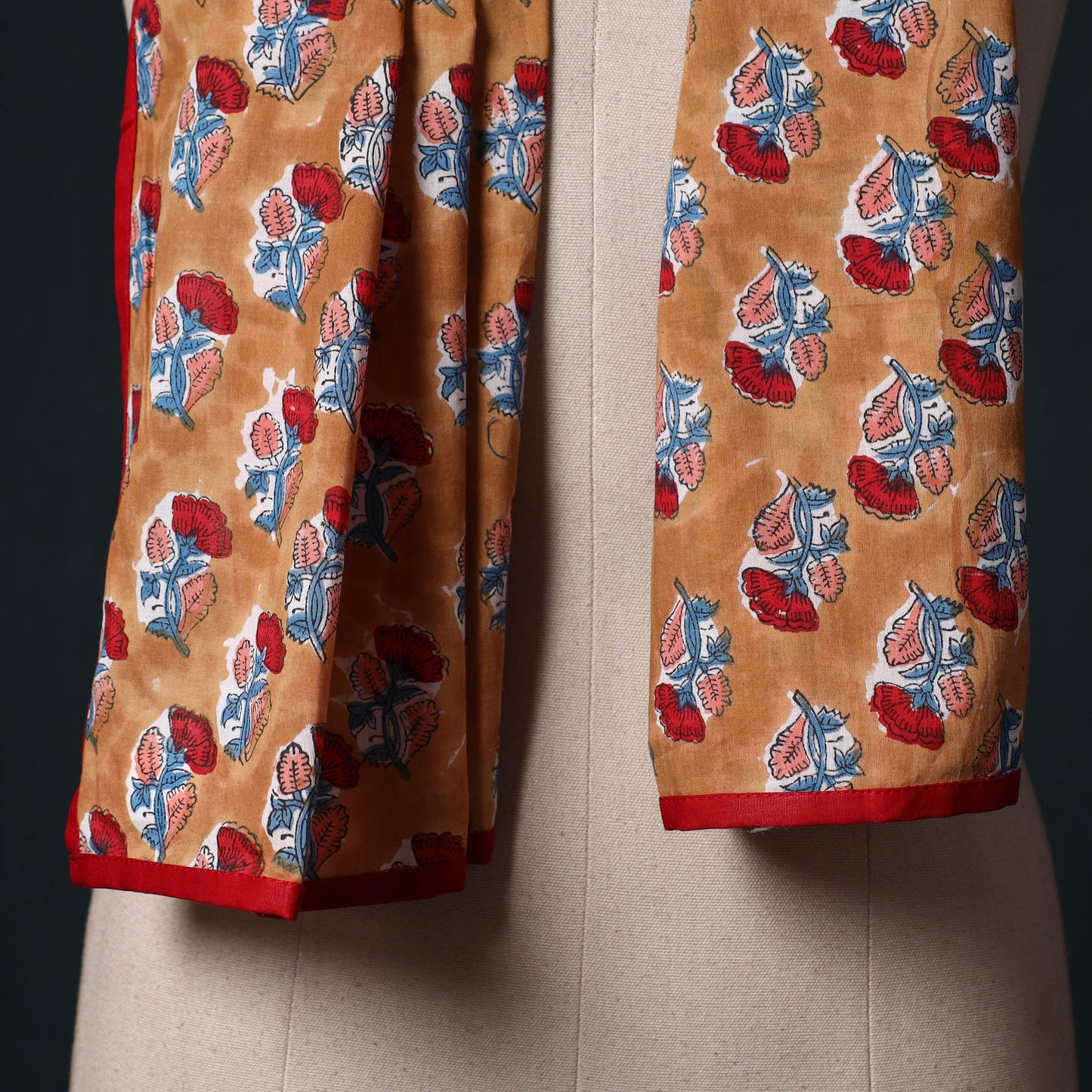 Hand block print cotton sanganeri stole 14 - handcrafted