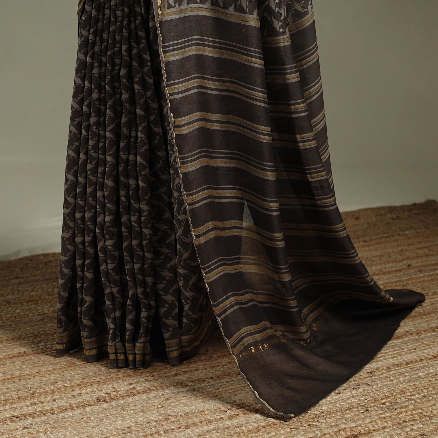Hand block print natural dyed chanderi silk akola saree 34
