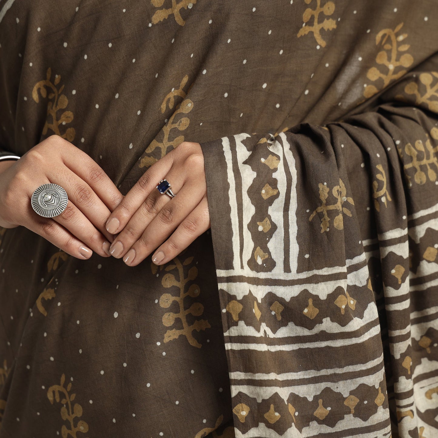 block printed saree