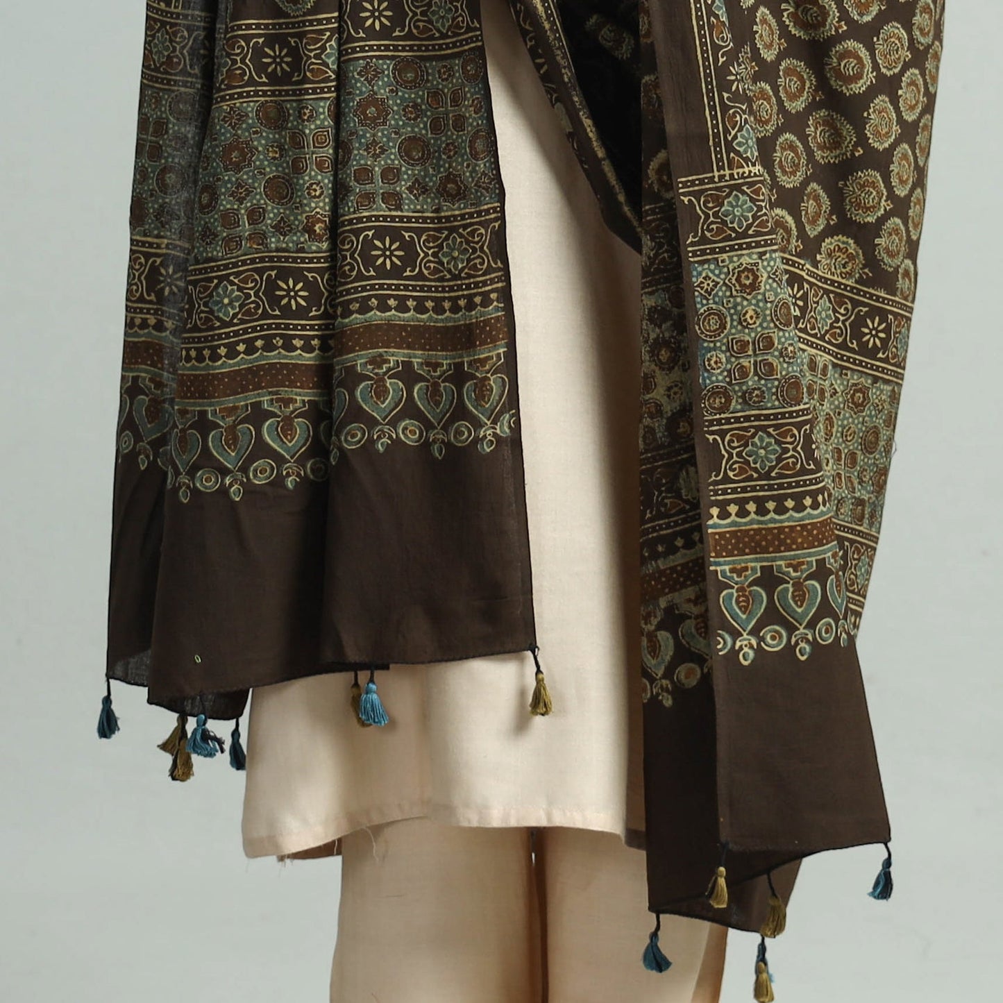 Hand Block Printed Cotton Ajrakh Dupatta