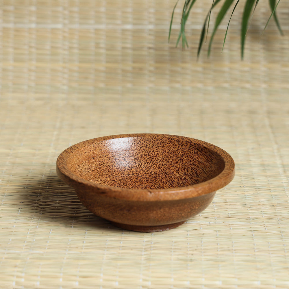 Brown Hand Carved Coconut Wood Bowl