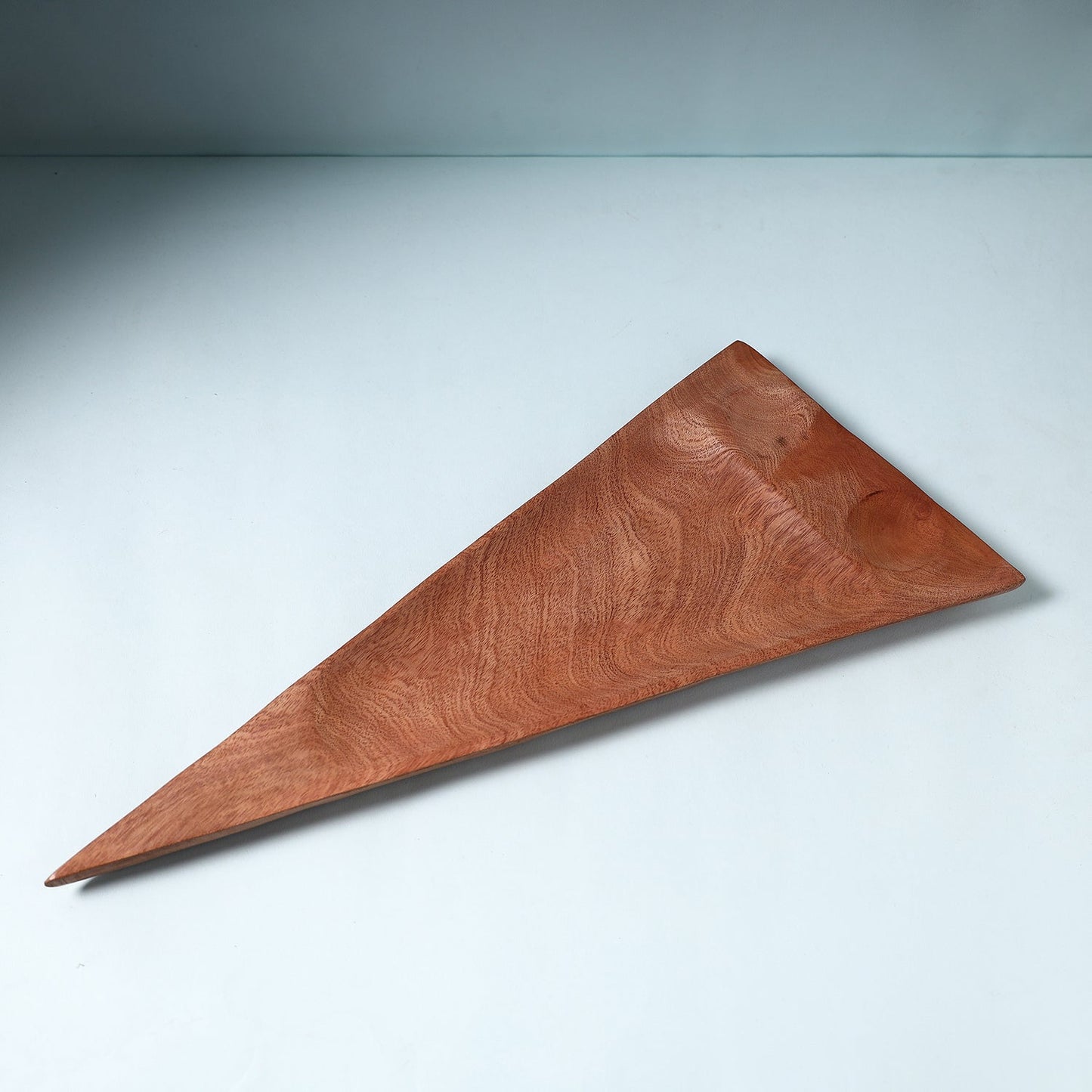 Brown Handcarved Natural Mahogany Wooden Triangle Tray