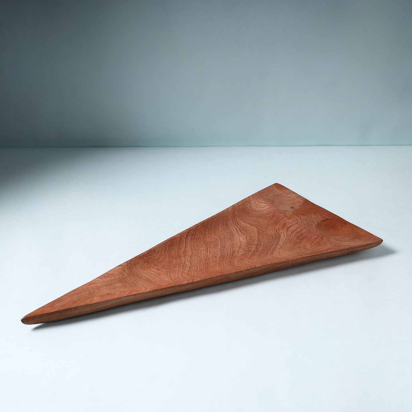 Brown Handcarved Natural Mahogany Wooden Triangle Tray