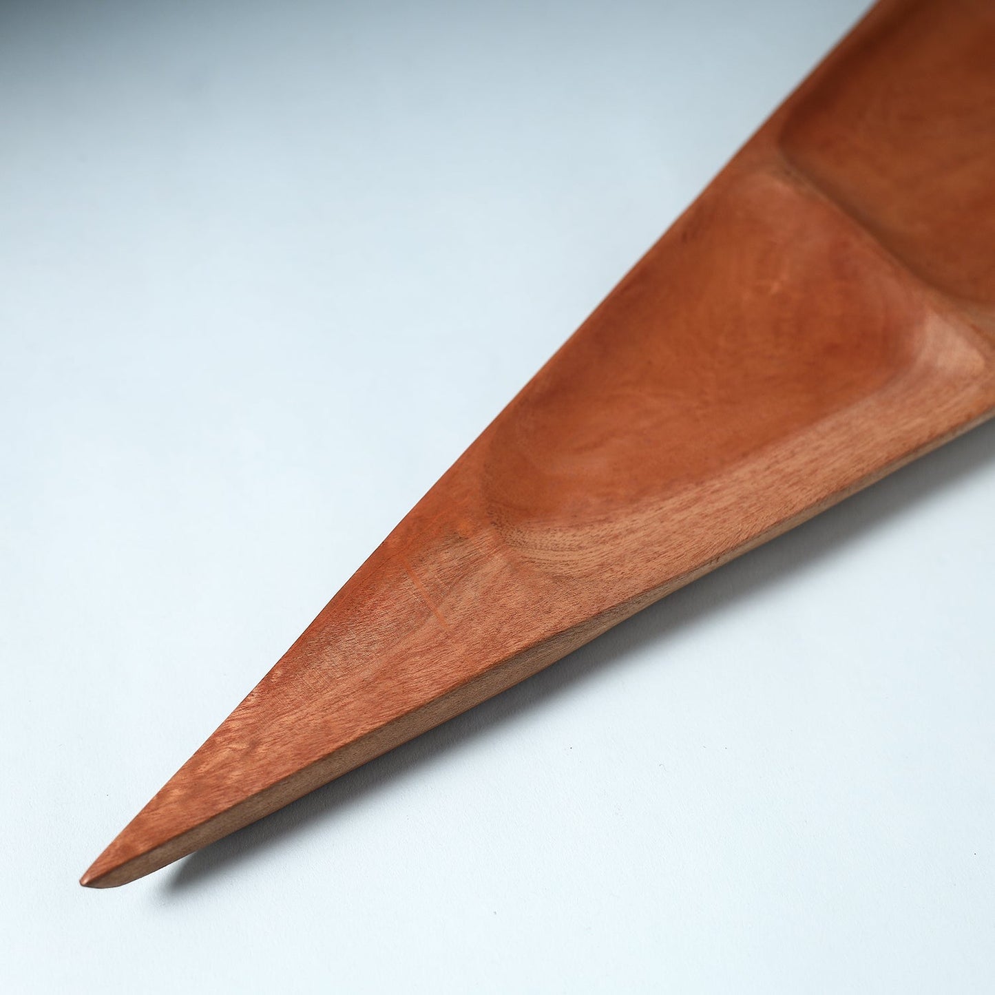 Handcarved Natural Mahogany Brown Wooden Triangle Tray