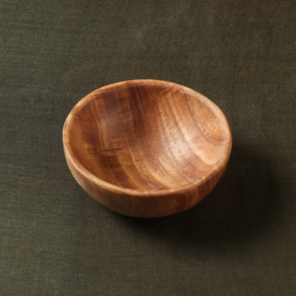 Brown Handcarved Natural Neem Wood Bowl