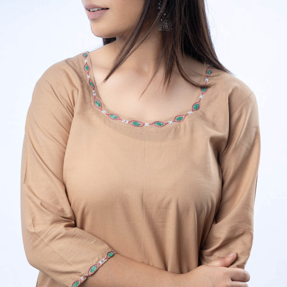 Buy iTokri Casuals - Hand Embroidered Cotton Long Kurta Online at iTokri.com