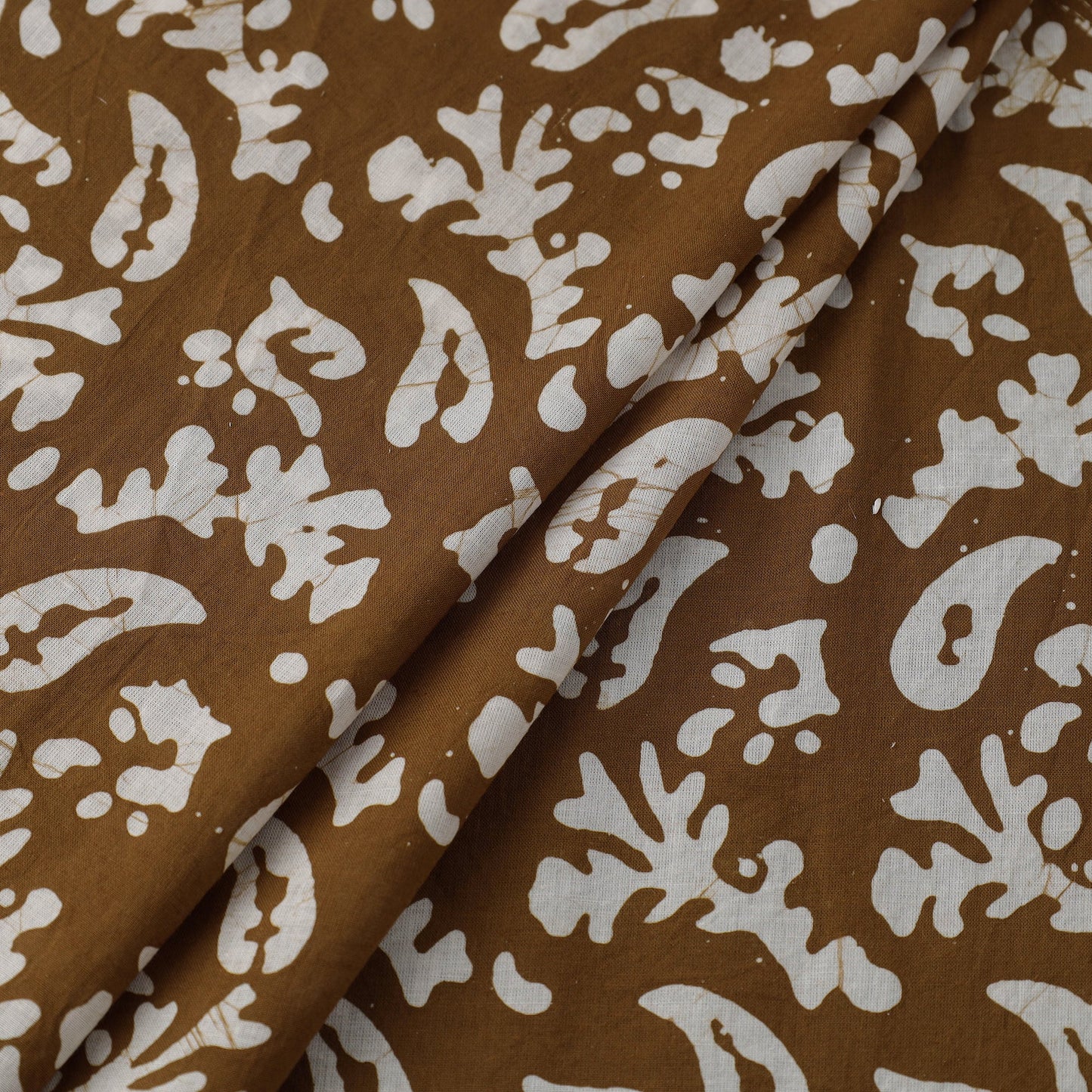 Brown Hand Printed Cotton Batik Fabric