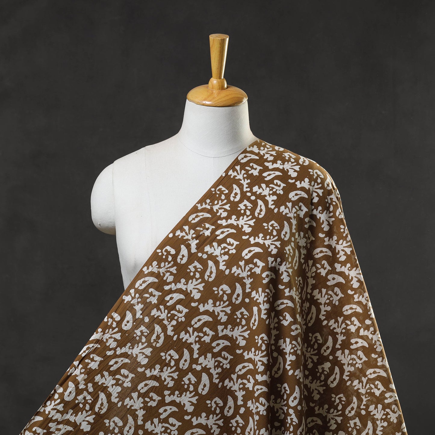 Brown Hand Printed Cotton Batik Fabric