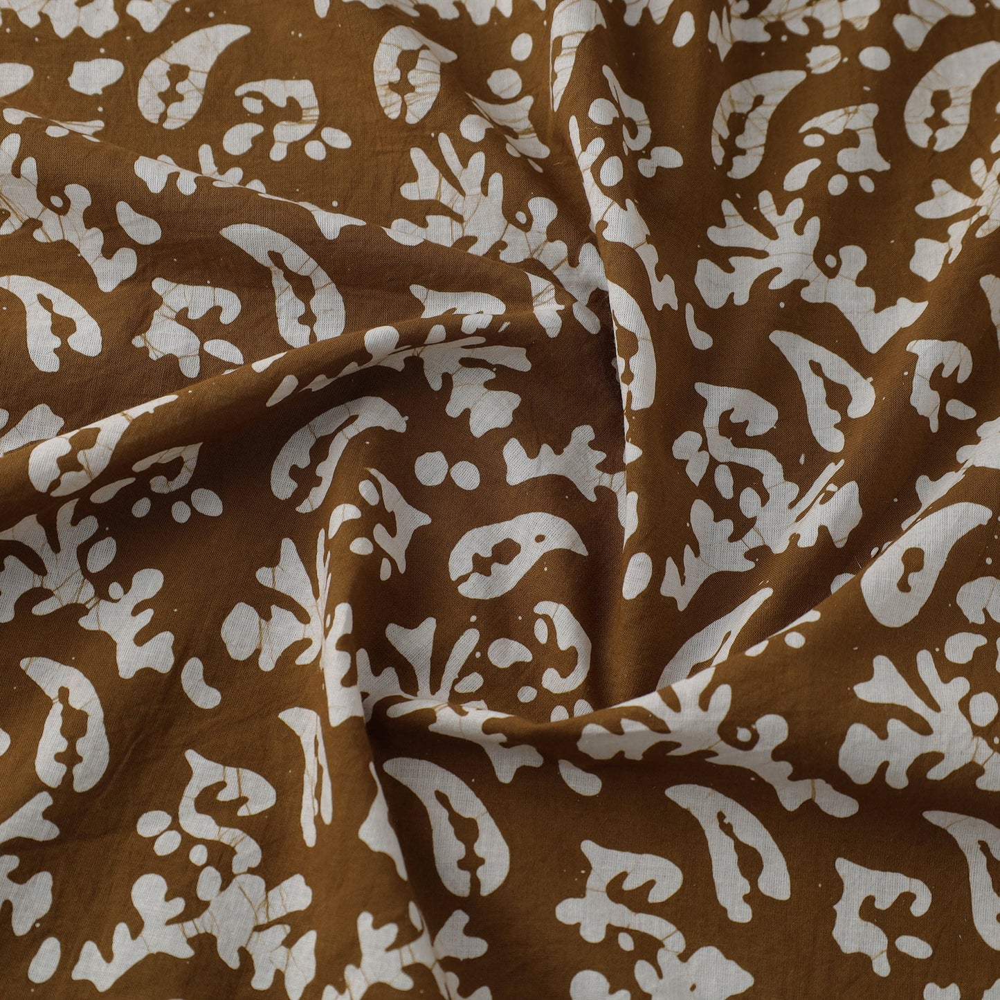 Brown Hand Printed Cotton Batik Fabric