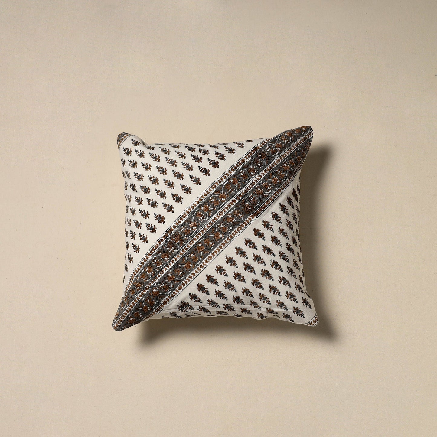 Hand sanganeri floral cushion cover 22 - handcrafted