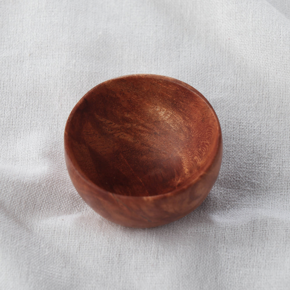 Brown Handcarved Natural Neem Wood Bowl (2 in)