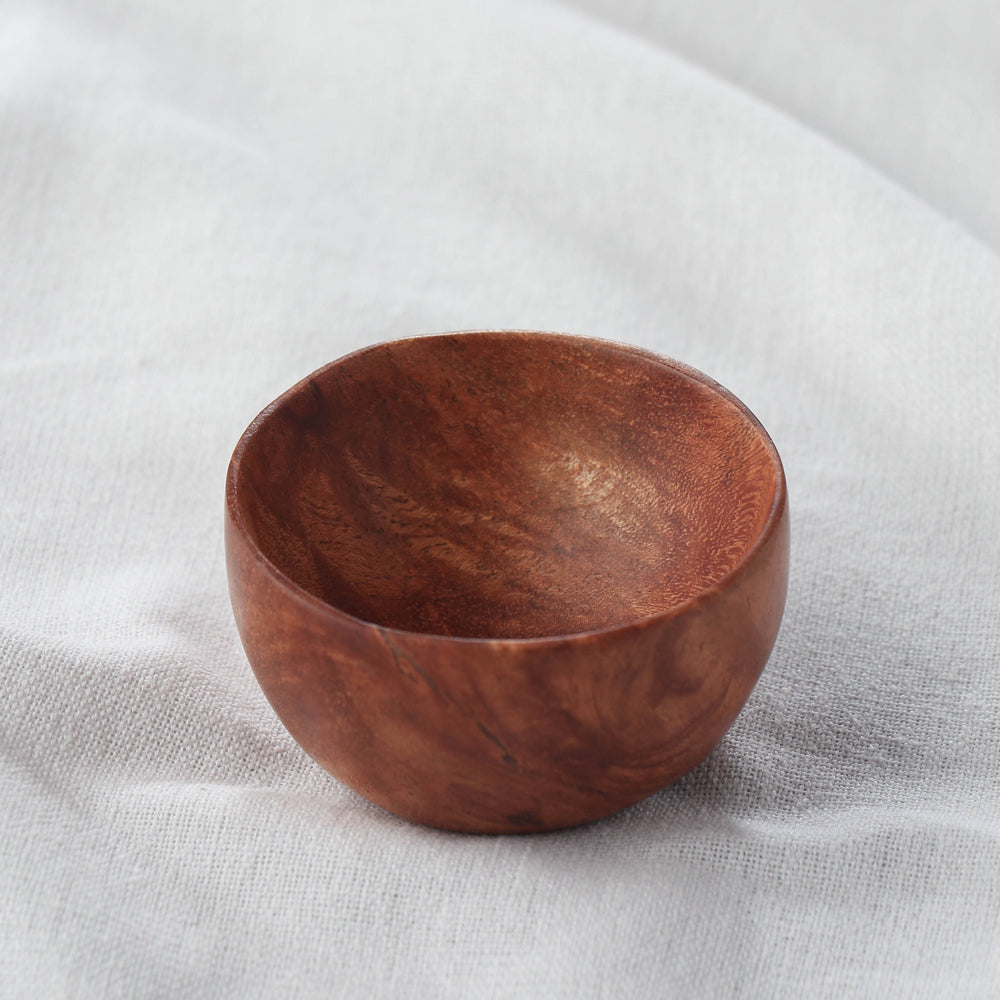 Brown Handcarved Natural Neem Wood Bowl (2 in)