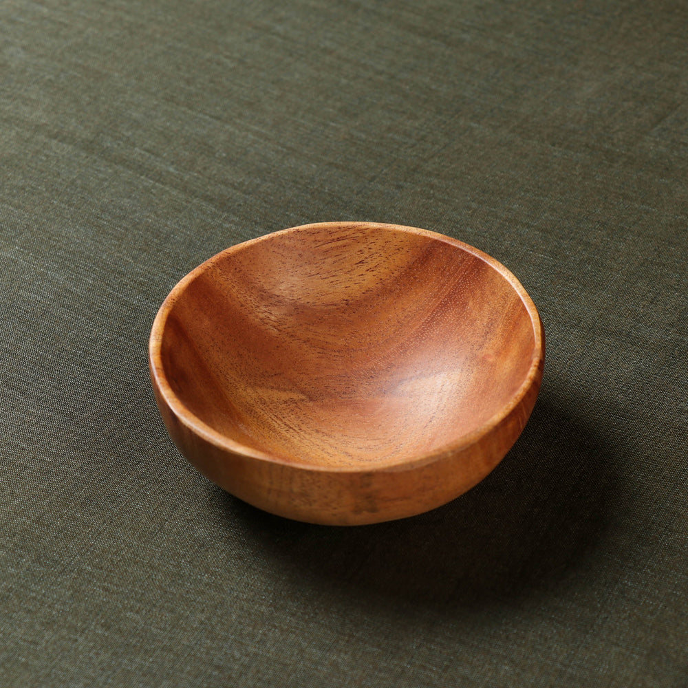 Brown Handcarved Natural Neem Wood Bowl