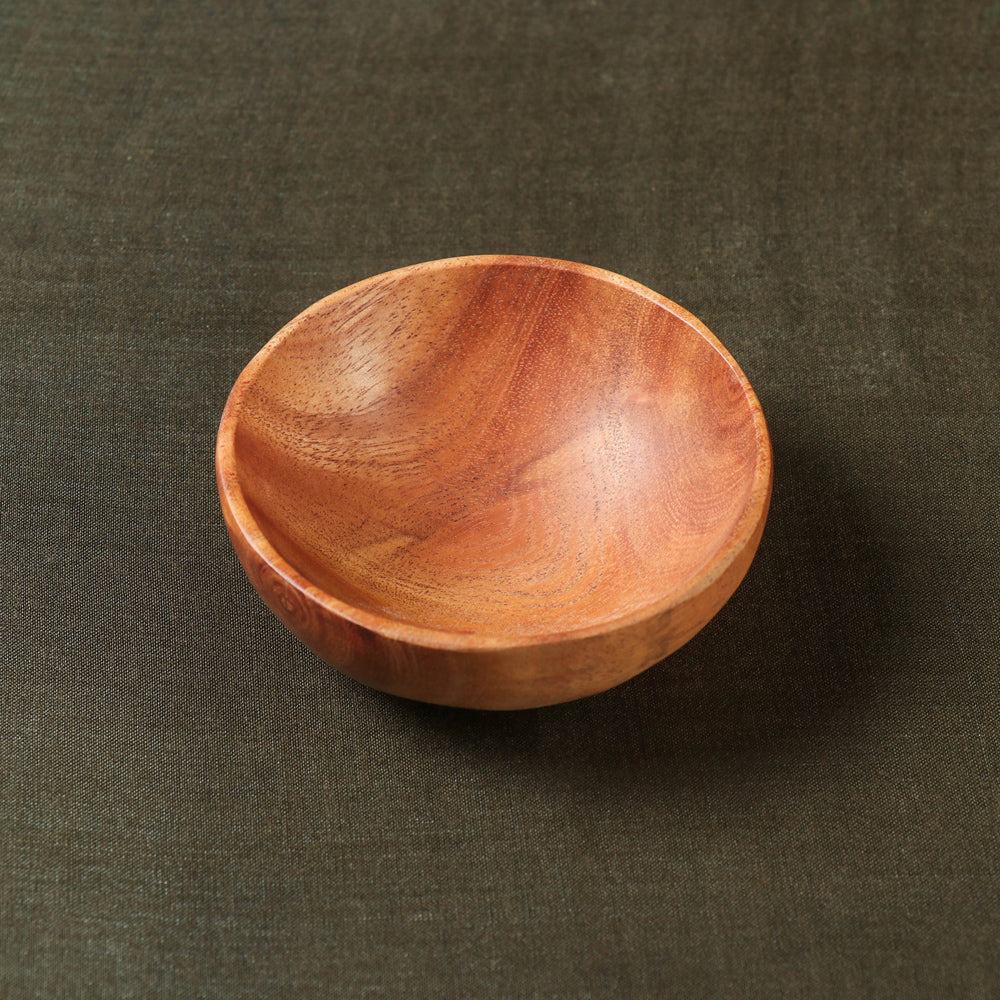 Brown Handcarved Natural Neem Wood Bowl