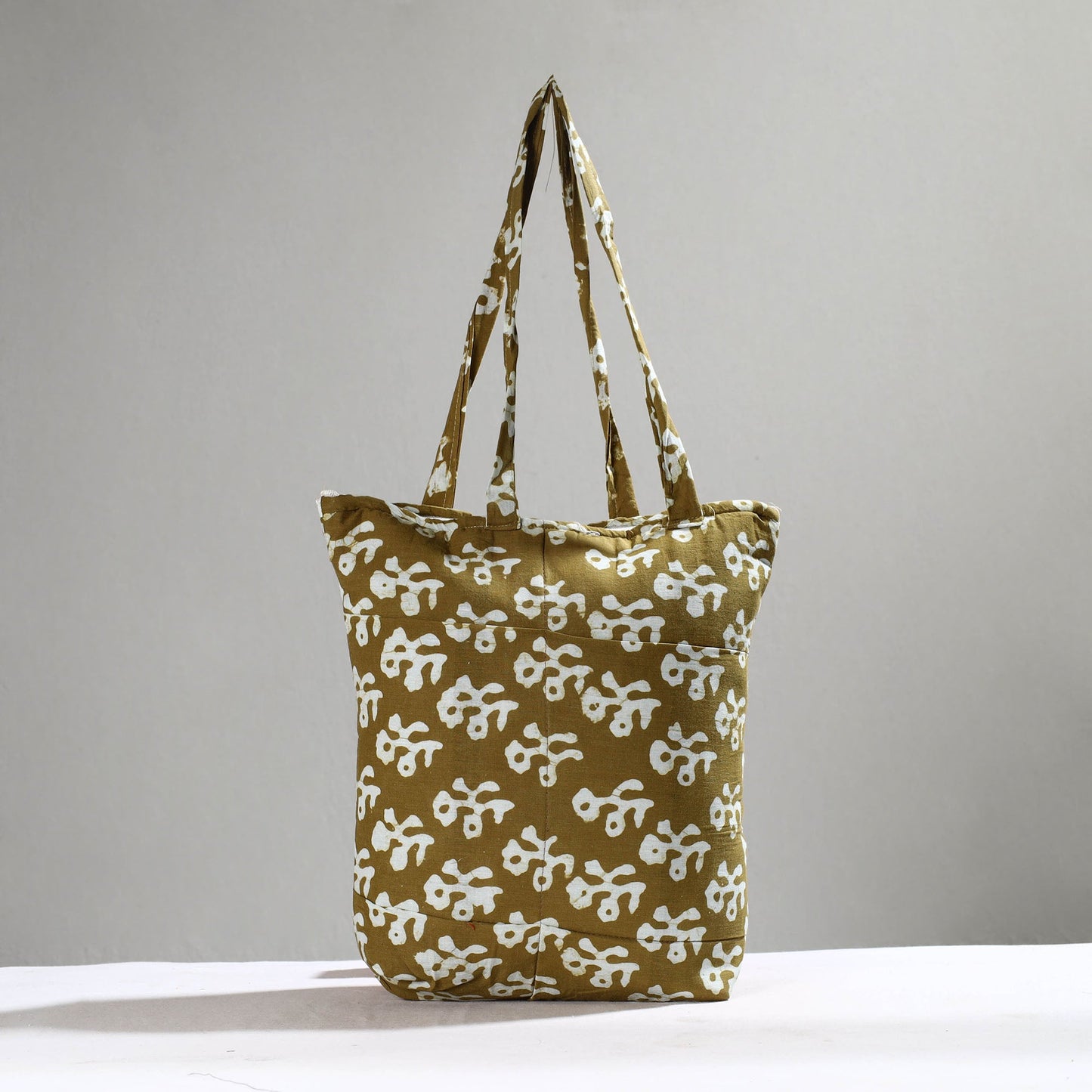 Brown Handcrafted Batik Printed Cotton Hand Bag 01