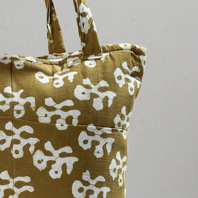 Brown Handcrafted Batik Printed Cotton Hand Bag 01