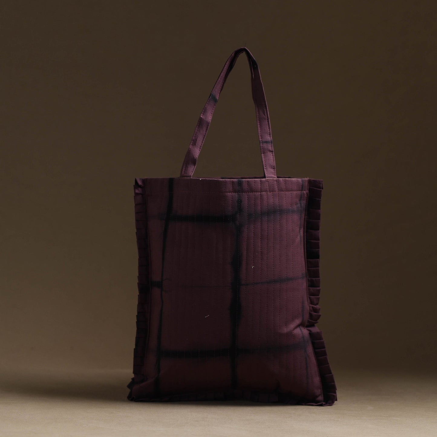 Brown - handcrafted cotton frill jhola bag 04