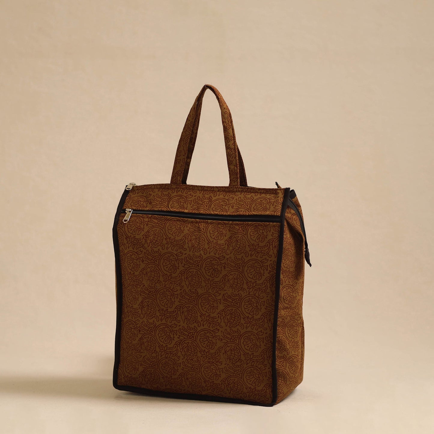 Brown Handcrafted Cotton Shopping Hand Bag