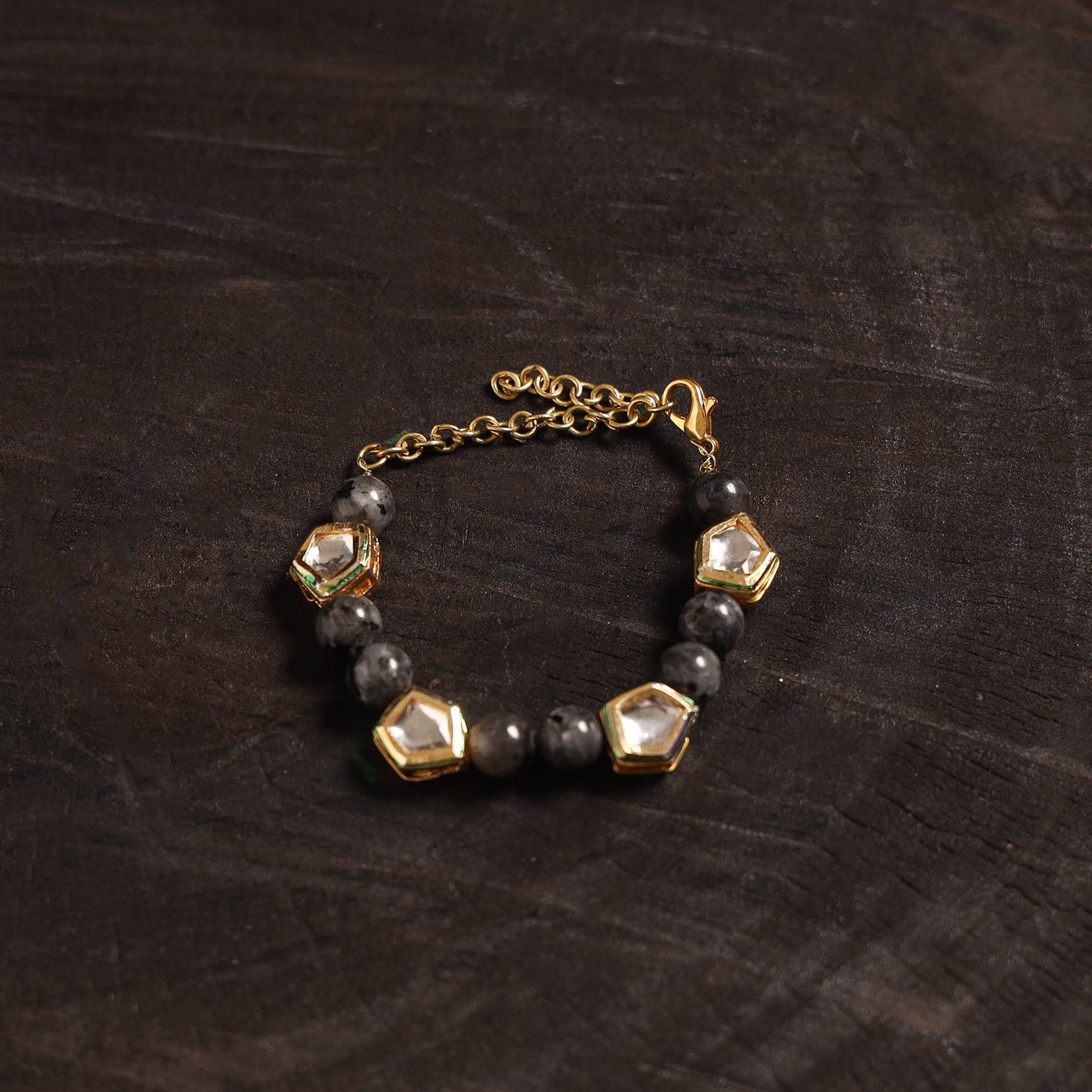 Handcrafted glass stone kundan work bracelet 42