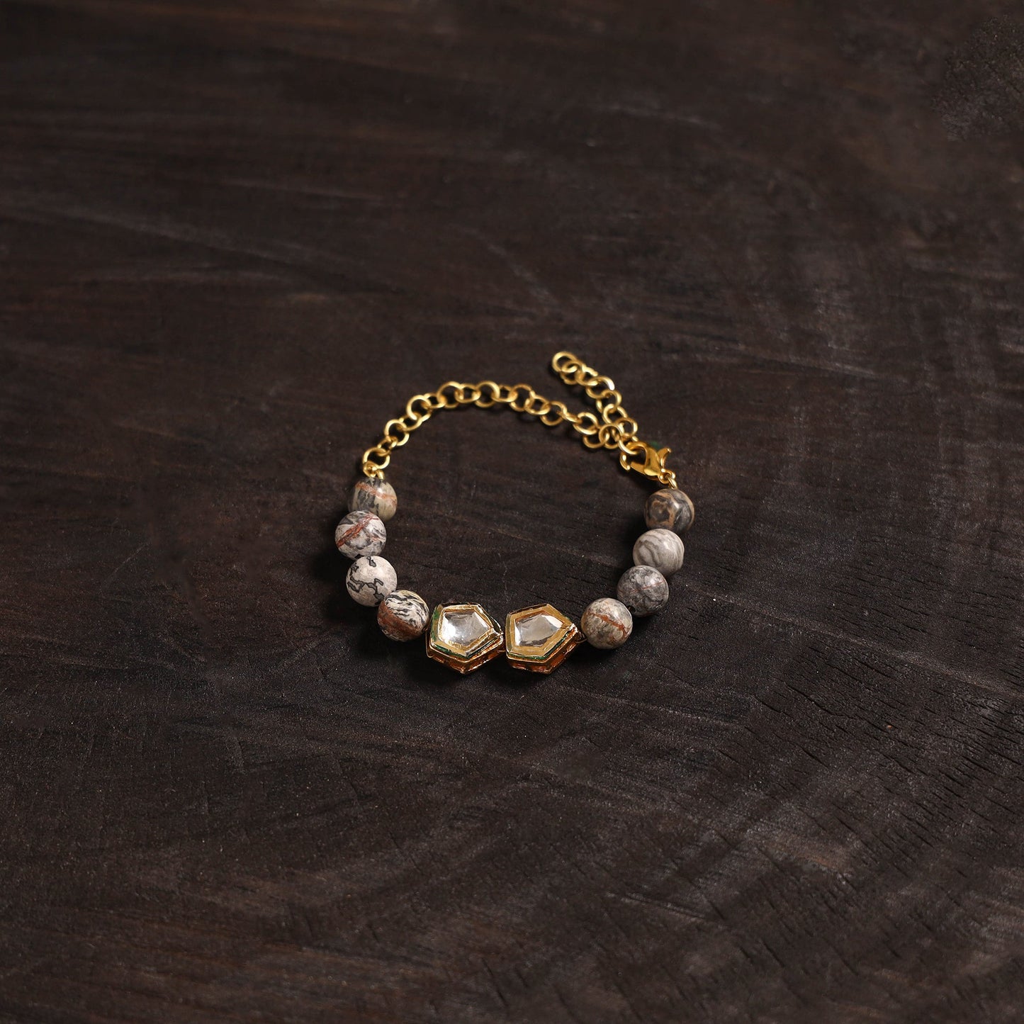 Handcrafted glass stone kundan work bracelet 47